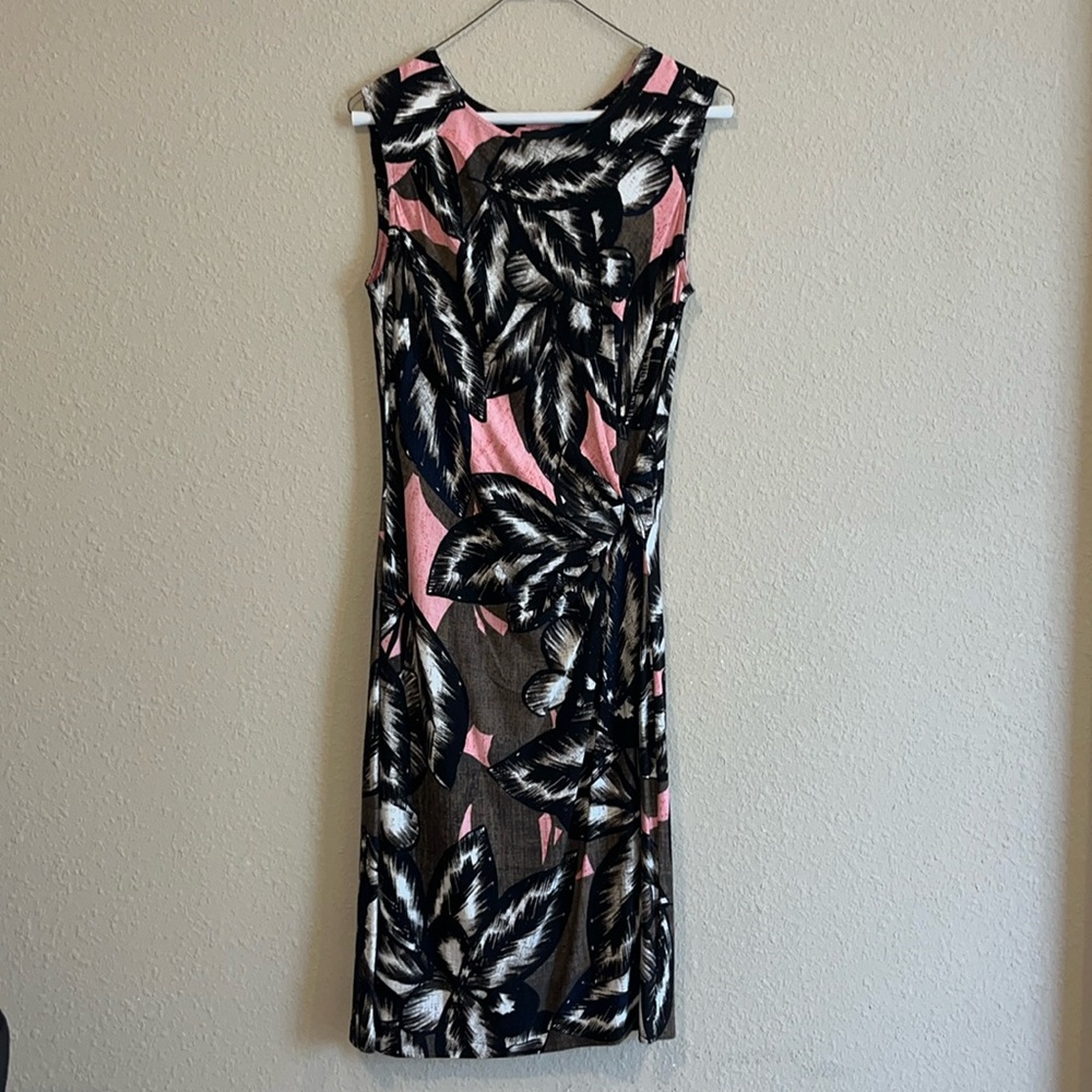 NIC+ZOE Sleeveless Jewel Neck Sheath Dress, Faux Waist Knot, S